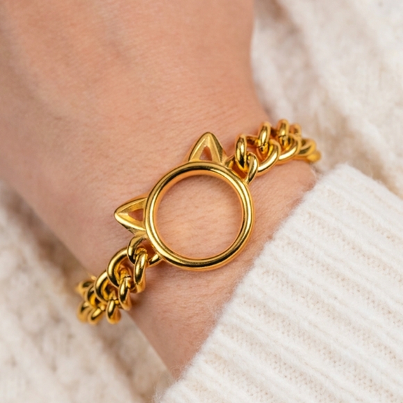 Cat Cuban Link Bracelet /Gorgeous Gold - Picture 5 of 8